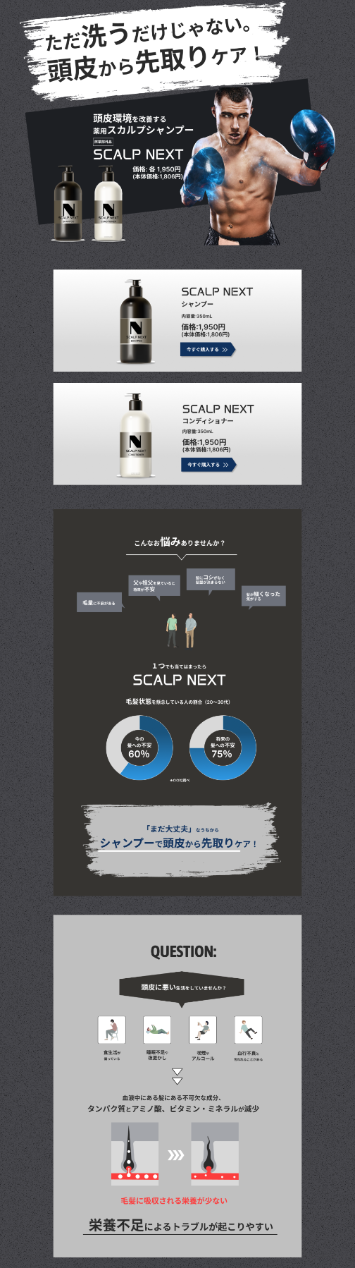 薬用育毛シャンプーLP デザイン